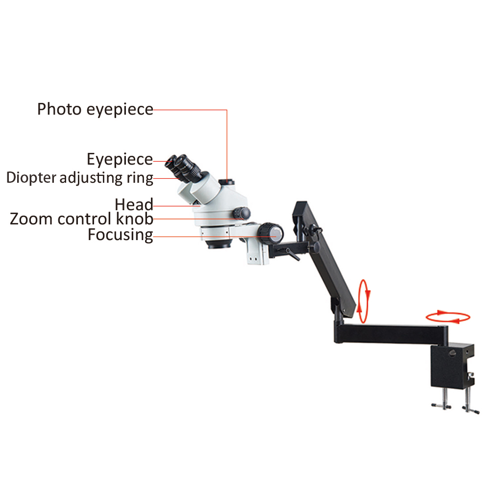Adjustable Articulated Arm Fol - Trinocular Stereo Microscope 7X-45X ulasan dan harga
