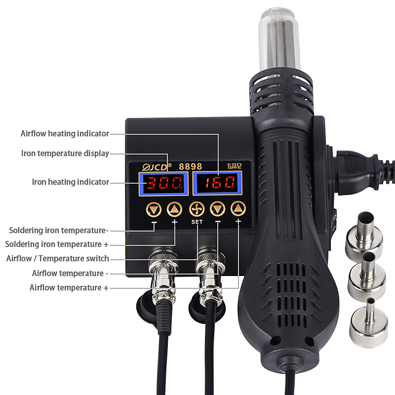 JCD 8898‑16 750W 2‑in‑1 LCD Di - 2 In 1 Soldering Rework Station 750W ulasan dan harga